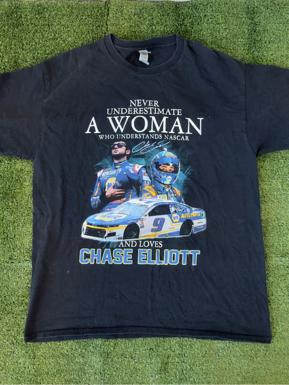 Gildan Black Chase Elliott Graphic Tee with Blue & Yellow Print